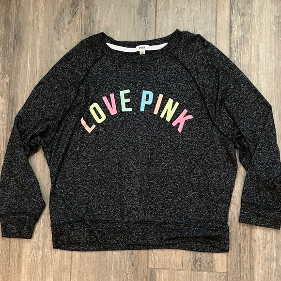 🩷VS Pink cozy htf set rainbow neon logos rare sleep lounge set sz L EUC - Picture 3 of 11